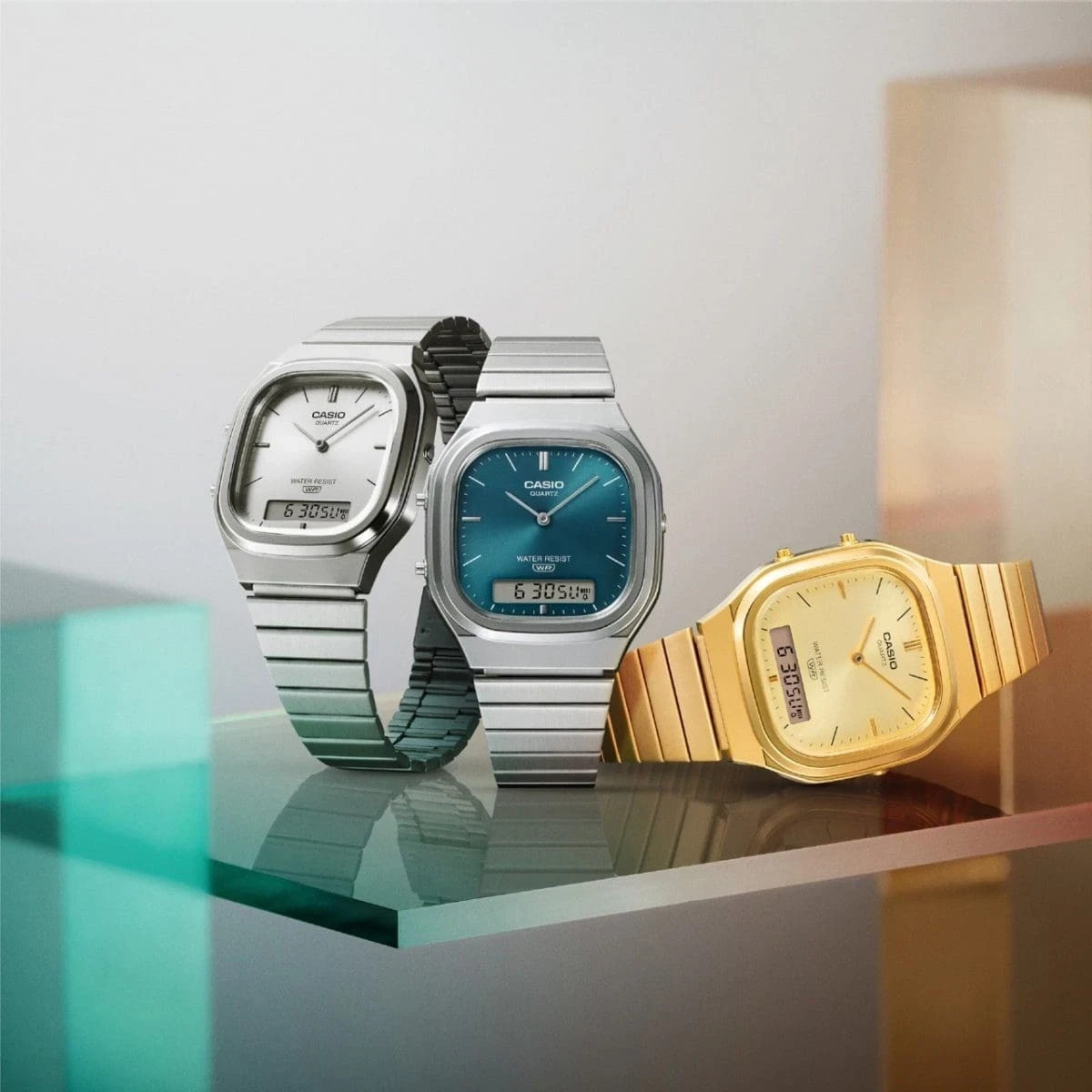 CASIO AQ-240E-3AJF Classic Series Digital Analog Watch Green Retro Modern 2025