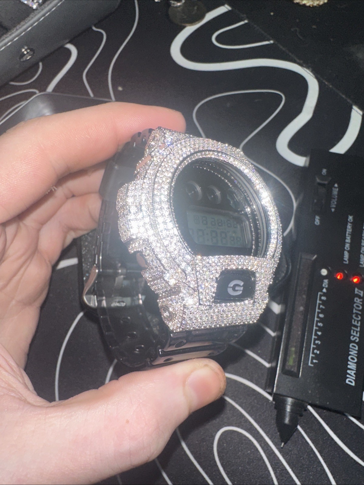 Casio G-Shock DW6900 Custom Iced Moissanite Watch VVS1 D Color Bust Down Digital