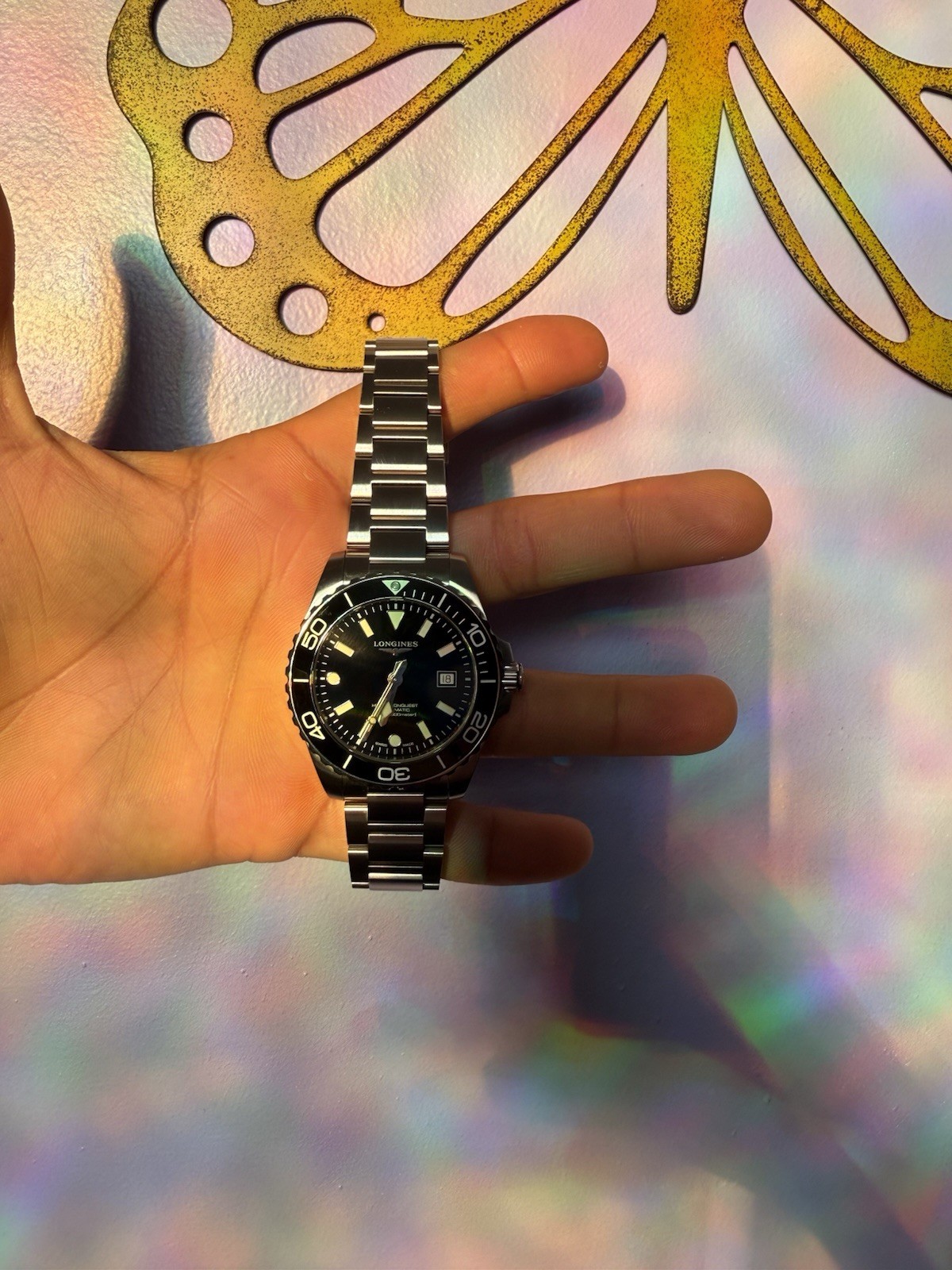 Longines HydroConquest 42mm Auto Black Dial 300m Diver Date SS Bracelet