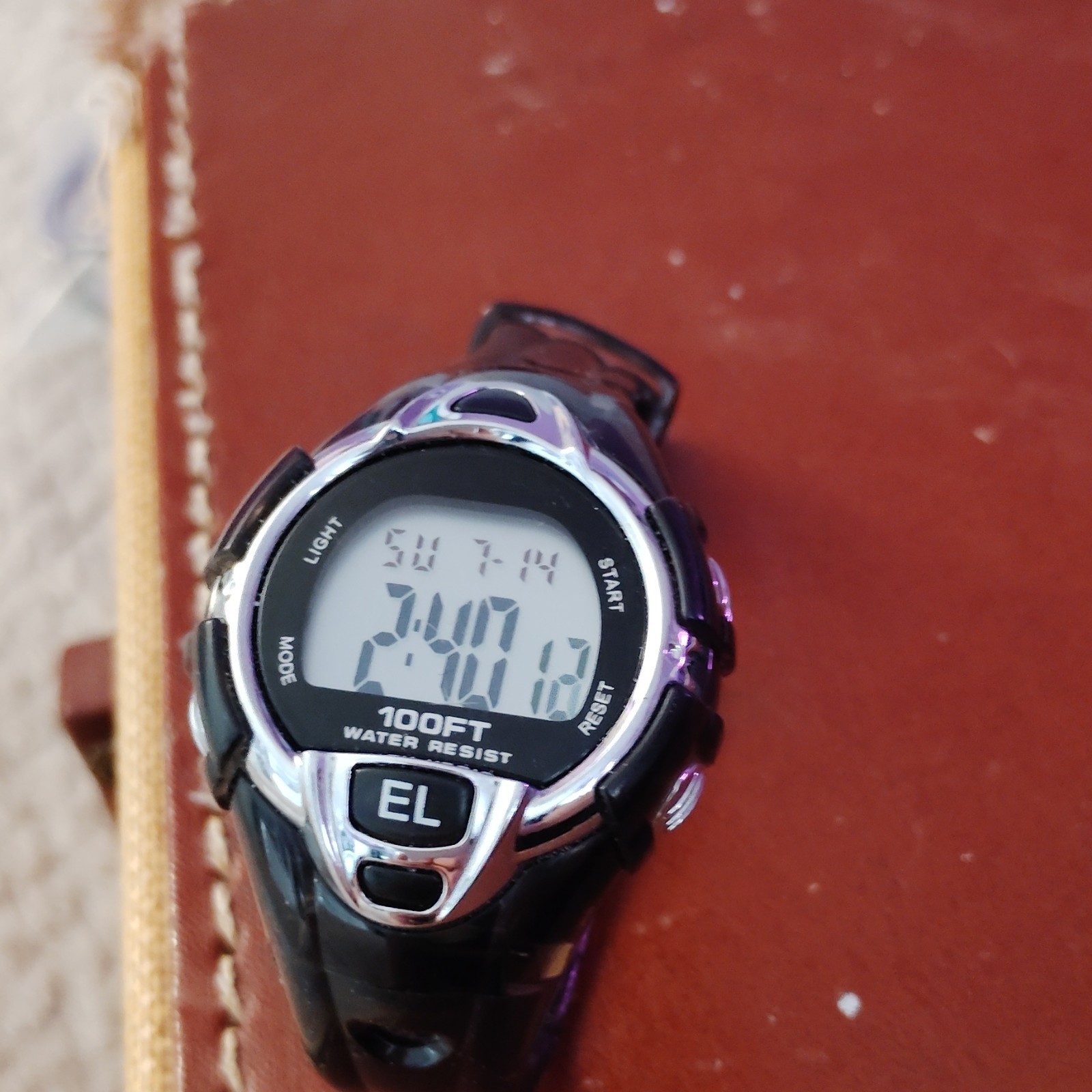 Digital Sport Wristwatch EL Backlight 30m Water Resistant Black Plastic Band