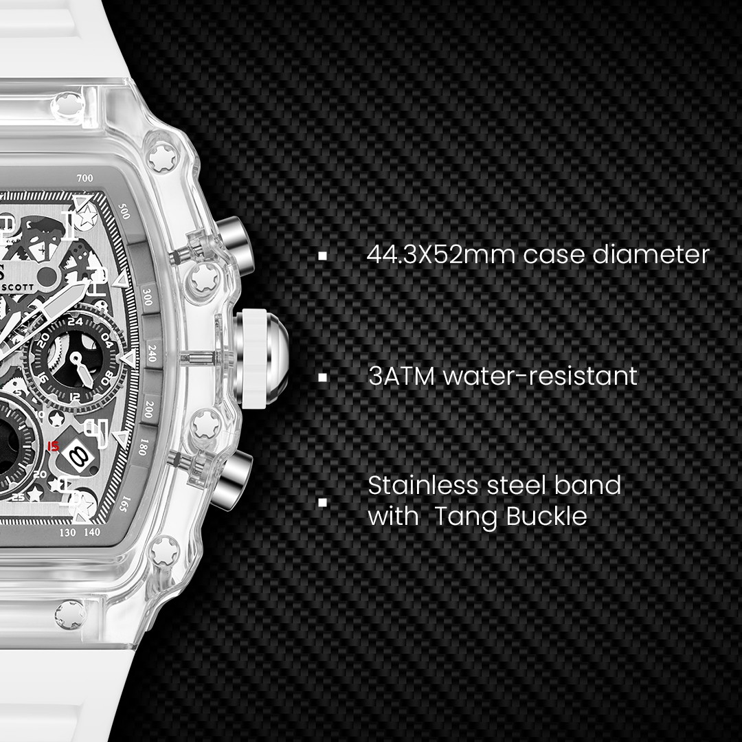 Kenneth Scott Men’s Multi Function Watch | Ivory Dial, 44.3mm, 50 m (5 ATM)