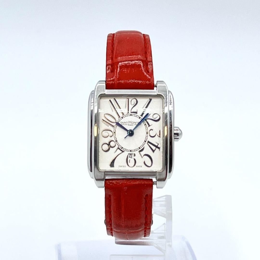 Saint Honore Manhattan Blue Hands Guilloche Date Watch Japan 072629