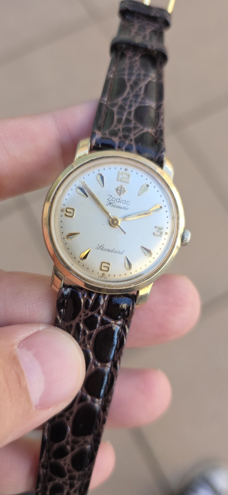 Vintage ZODIAC HERMETIC Standard Cal 60 Ref 764 Men’s 32mm Gold Plated Watch