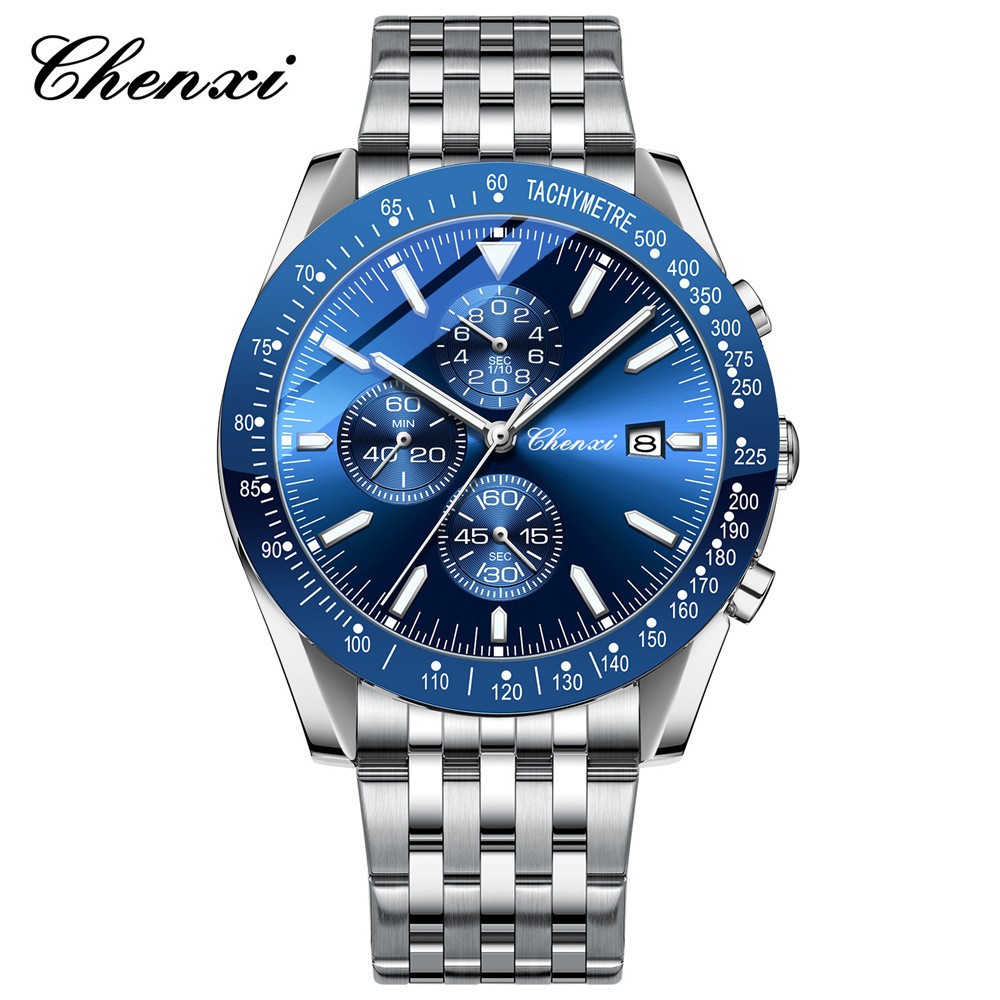 CHENXI Men Watch Chronograph Wristwatch with Six-hands Luminous Calendar Watches