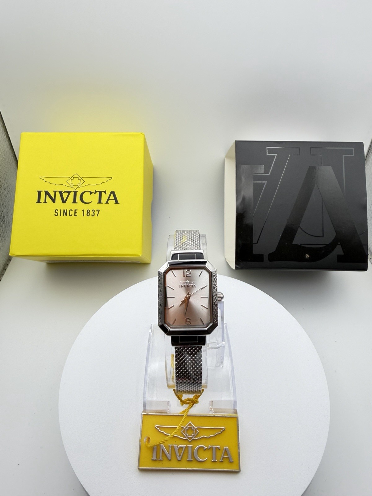 48150-Invicta Women’s Rectangle Silver Dial Stainless Steel Mesh Bracelet.21mm