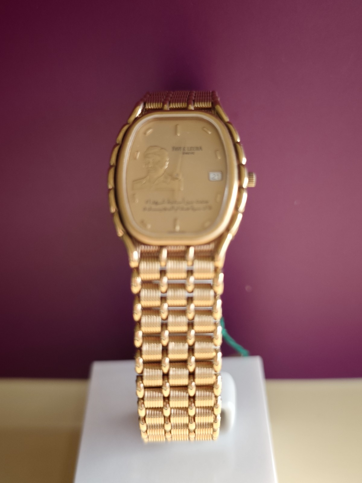 Mint FAVRE-LEUBA President Saddam Hussein Iraq Gold DIAL Box Watch R800