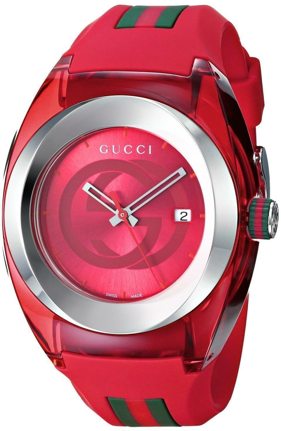 New Gucci Sync Sport XXL 46mm Red Rubber Band Red Dial Unisex Watch YA137103