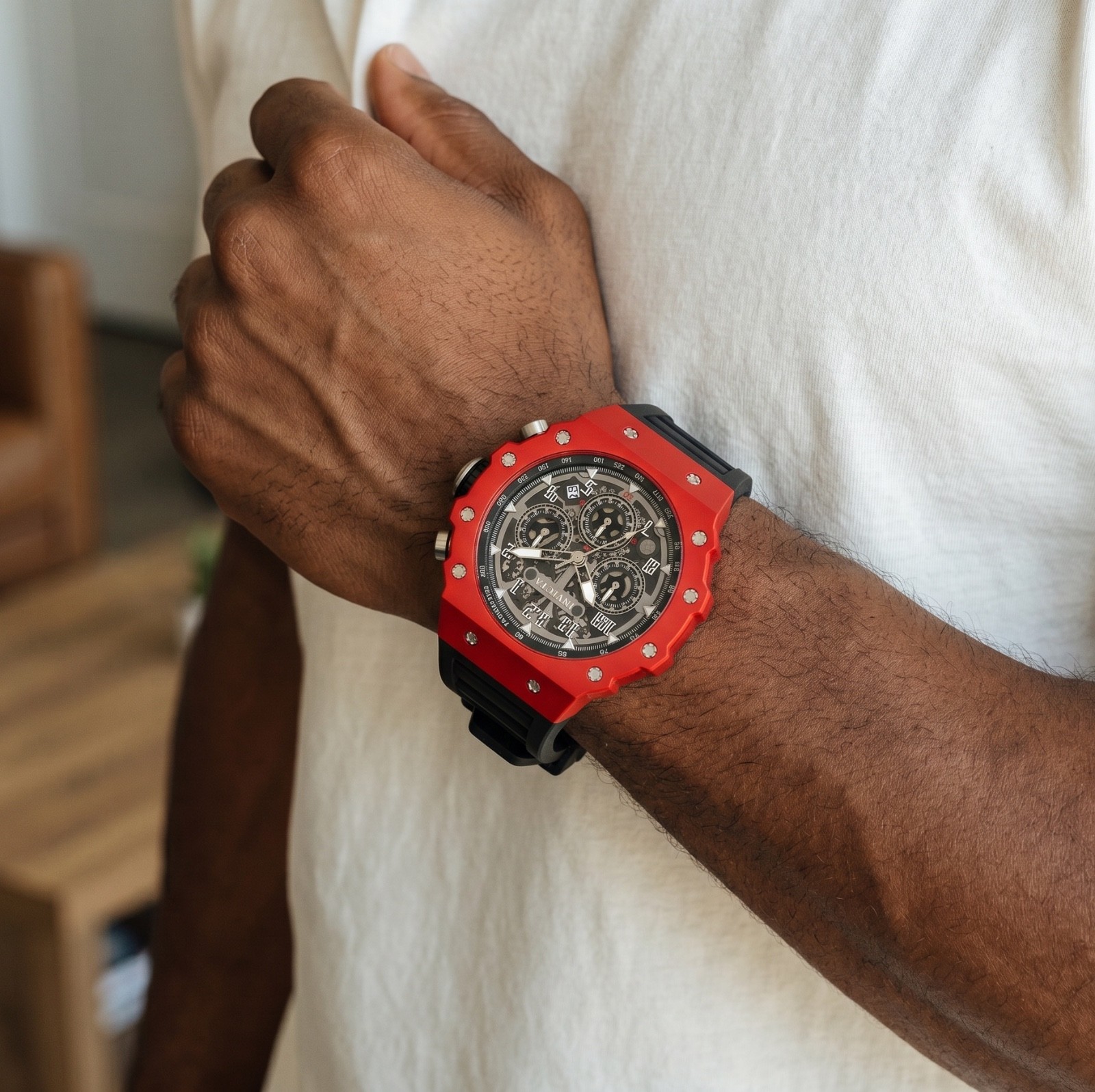 Invicta Racing Vaulthan 69648 Men’s 44mm Red Black Skeleton Dial Watch New