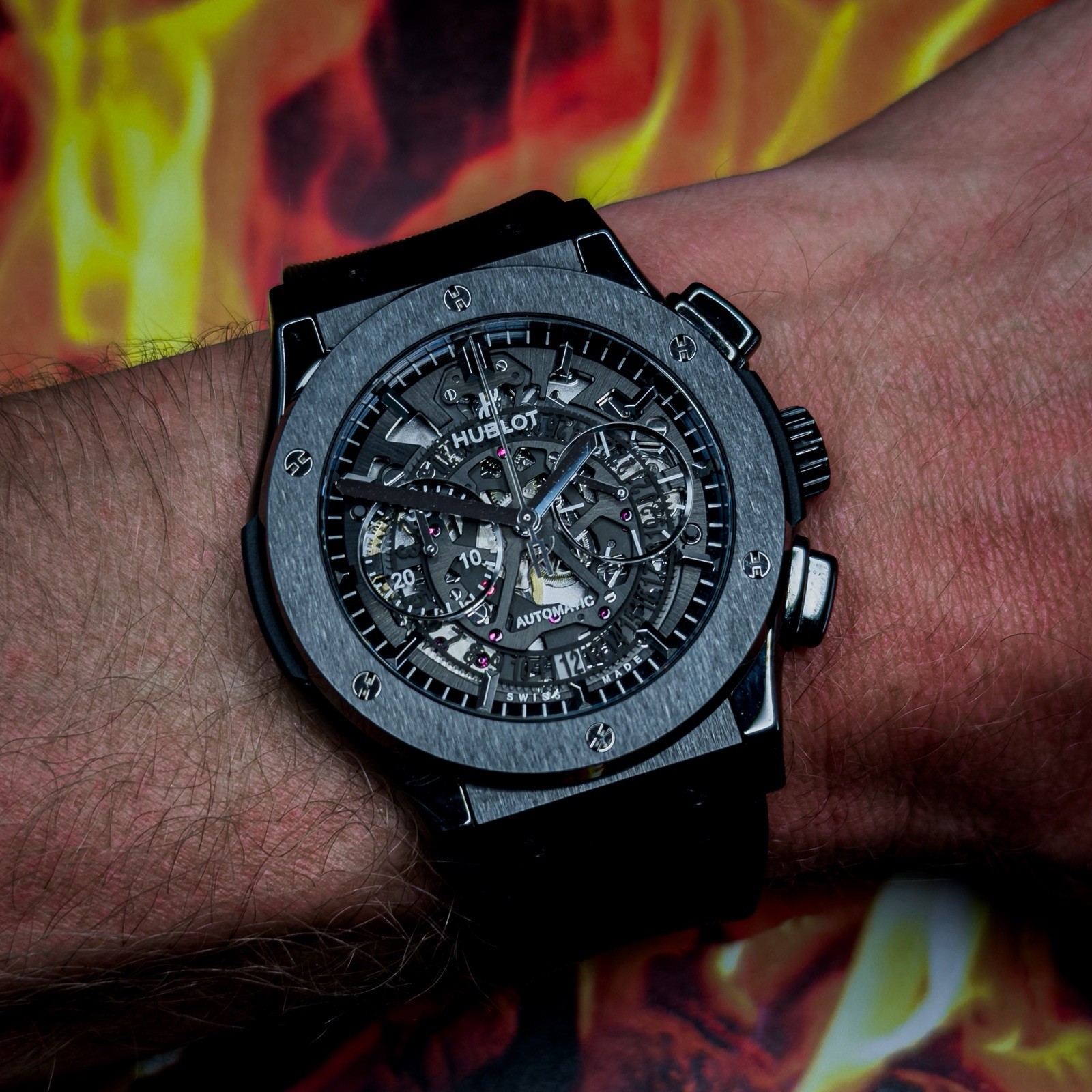 Hublot Classic Fusion Aerofusion Black Magic Skeleton 525.cm.0170.rx Box&Papers