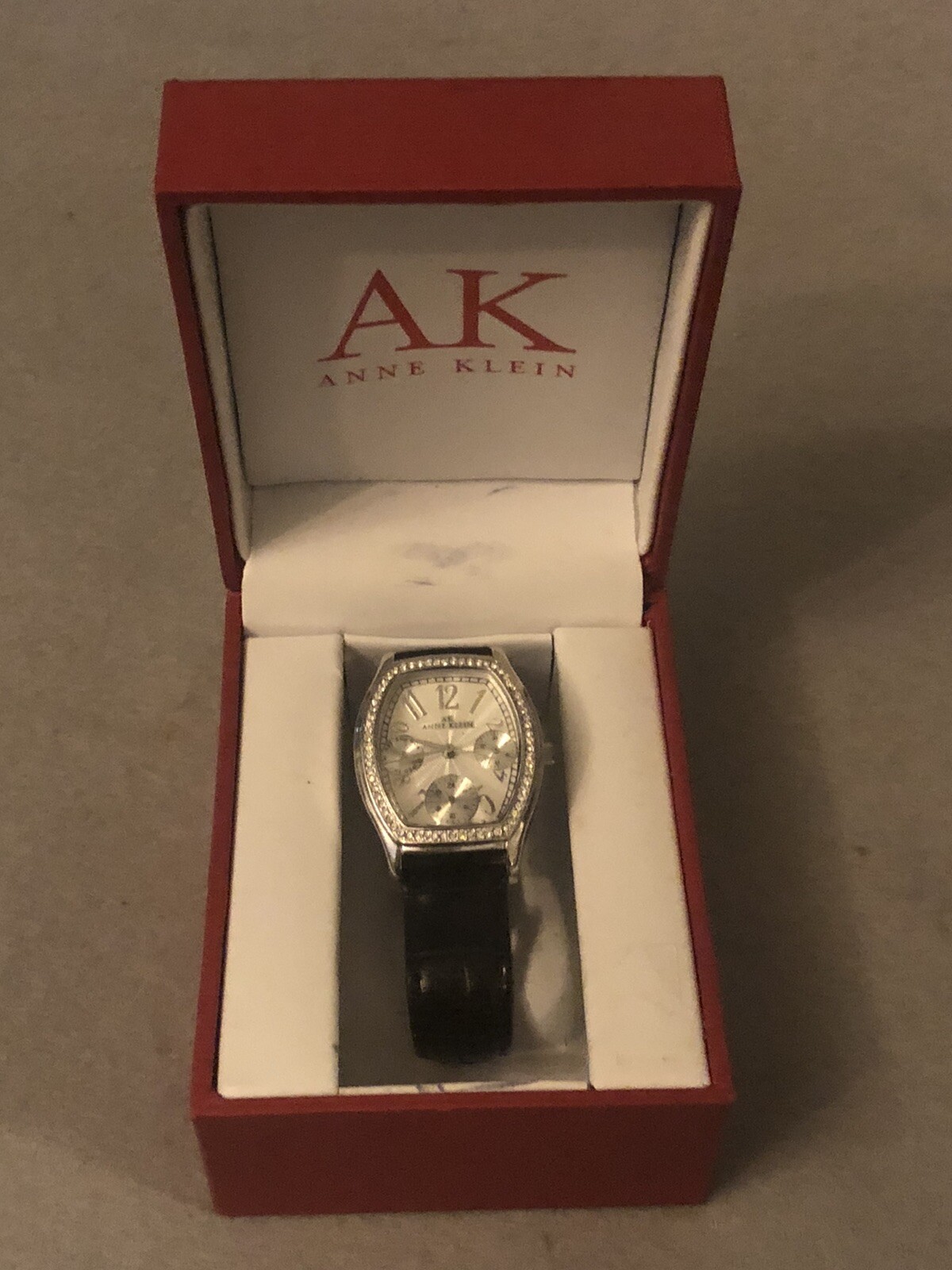 AK Anne Klein Lady’s Formal Dress Quartz Watch Leather Band With Gift Box