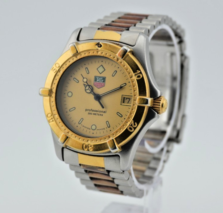 TAG Heuer Professional 2000 964.013F Two-Tone Gold Steel Diver Watch 200M Japan