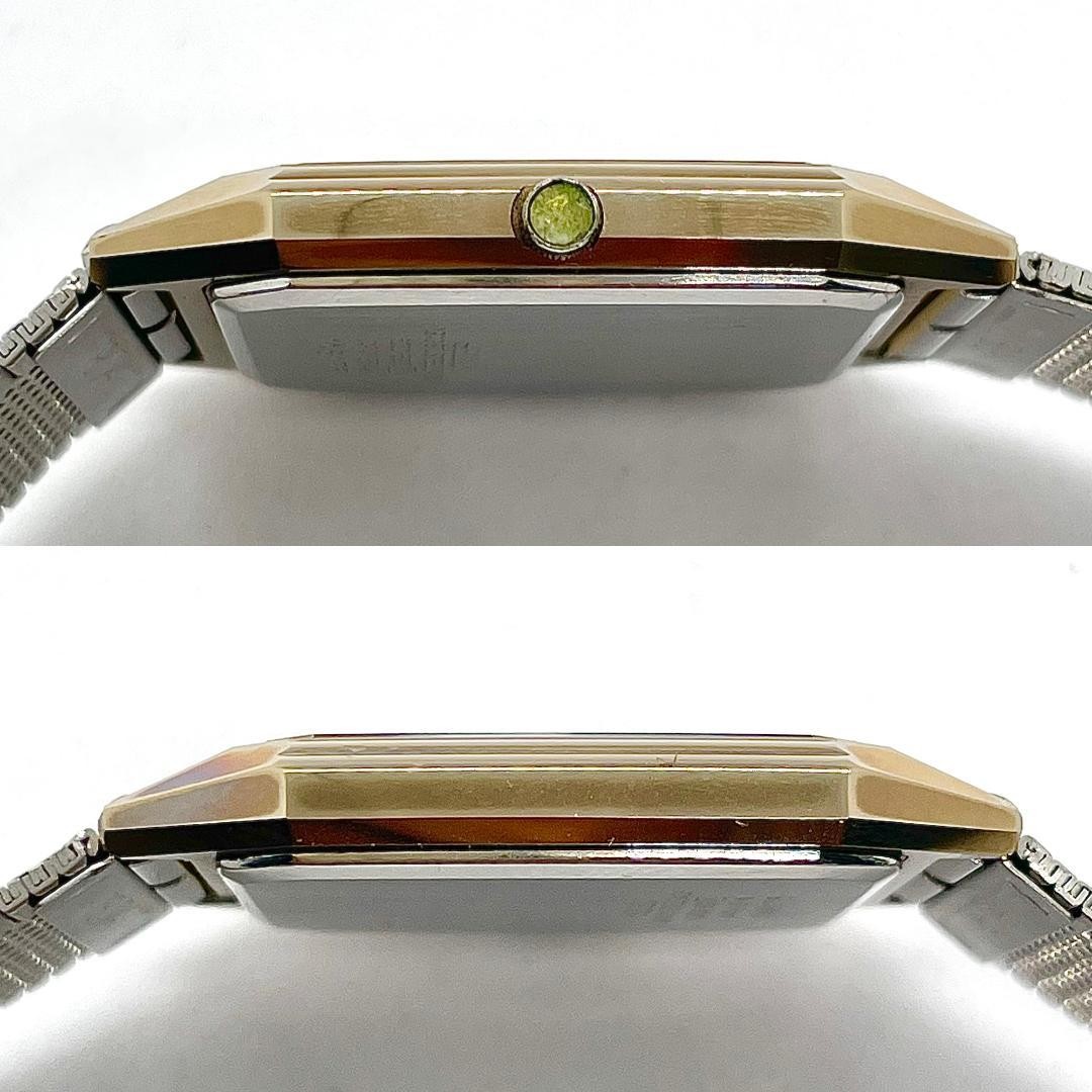 SEIKO Dolce 6030-5390 Quartz Mens Watch Gold Guilloche Dial Rectangular Slim