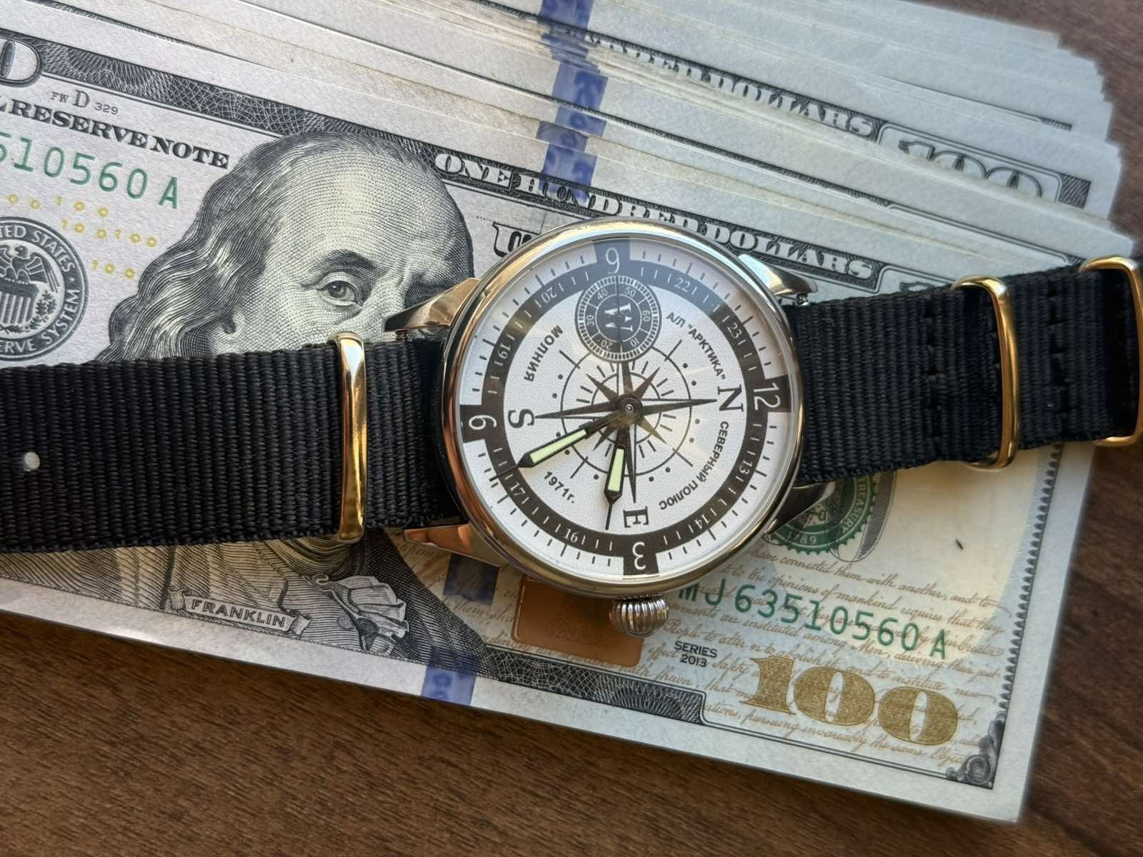 Watch Mechanical Wrist Molniya Compass Men’s Russian Soviet USSR Strap Vintage