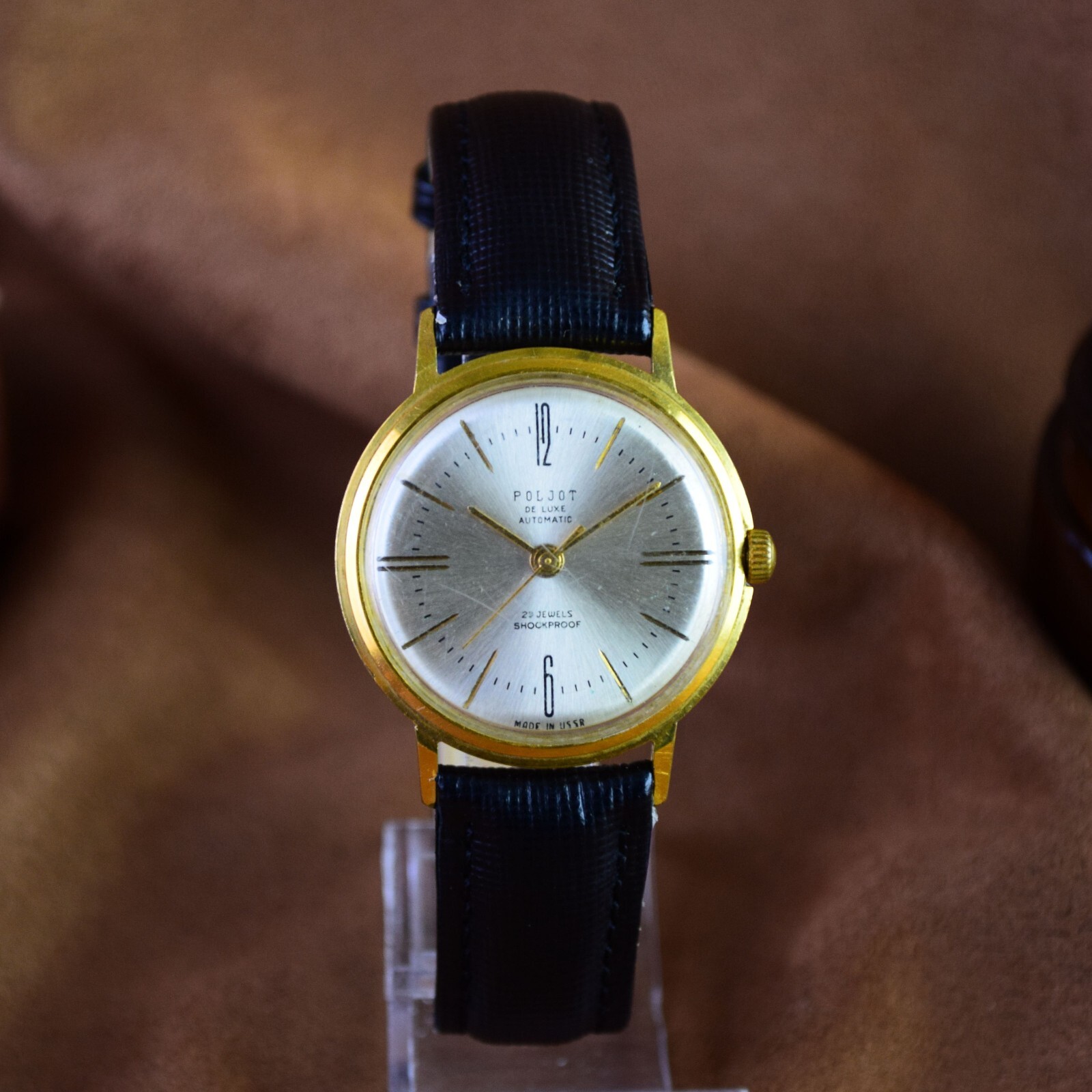Soviet Men’s Watch Poljot Automatic De Luxe Vintage Wristwatch Serviced