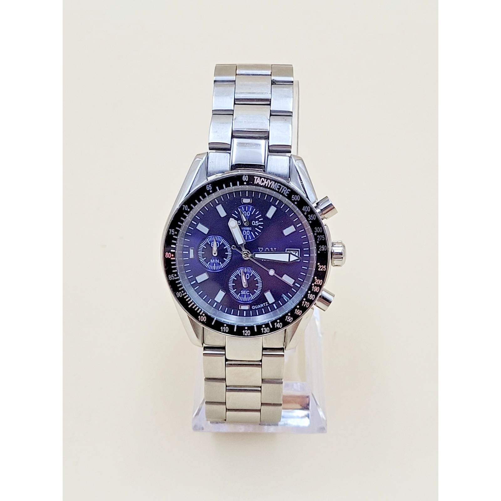 EON 1962 Men’s Chronograph Watch Blue Sunray Dial, Stainless Steel, Quartz VTG