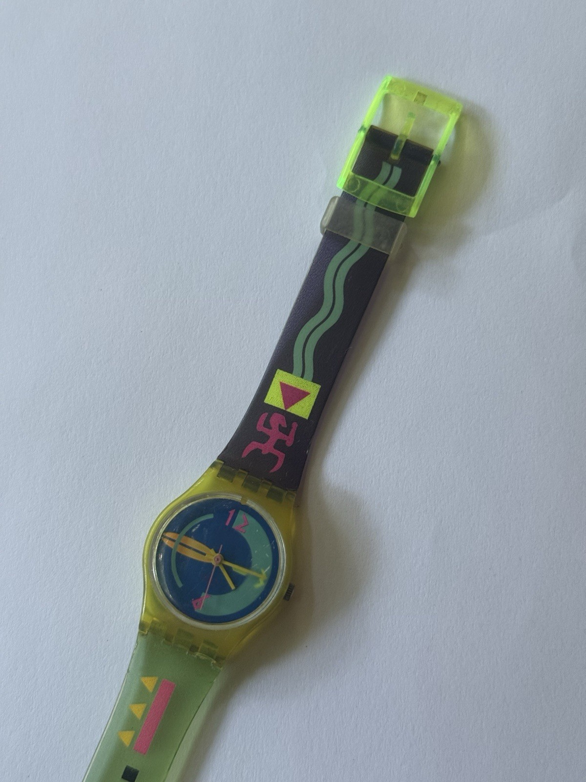 Swatch Watch Swiss Green Vintage Rare 80s 90s Neon Pop Art Funk Neon Peak Season
