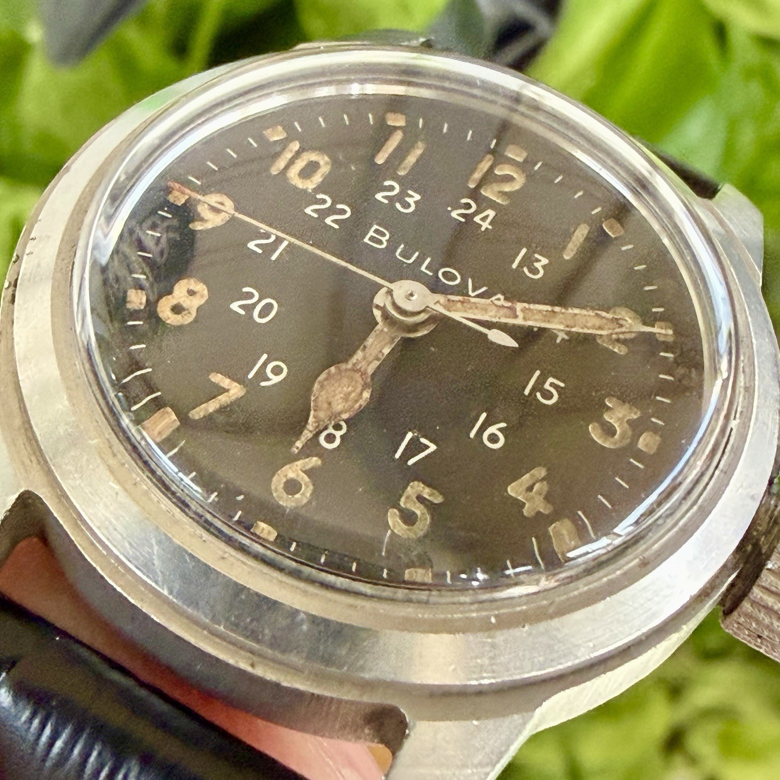 Vintage BULOVA Navigator MIL-W-3818A US Military Issued Manual Wristwatch RUNS!