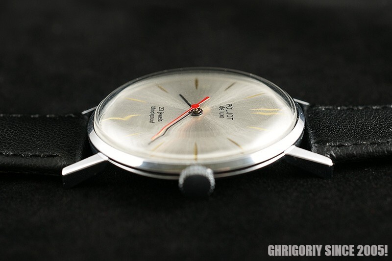 Extremely RARE Russian Gold Plated slim Luxury watch POLJOT De Luxe ПОЛЕТ 1970!