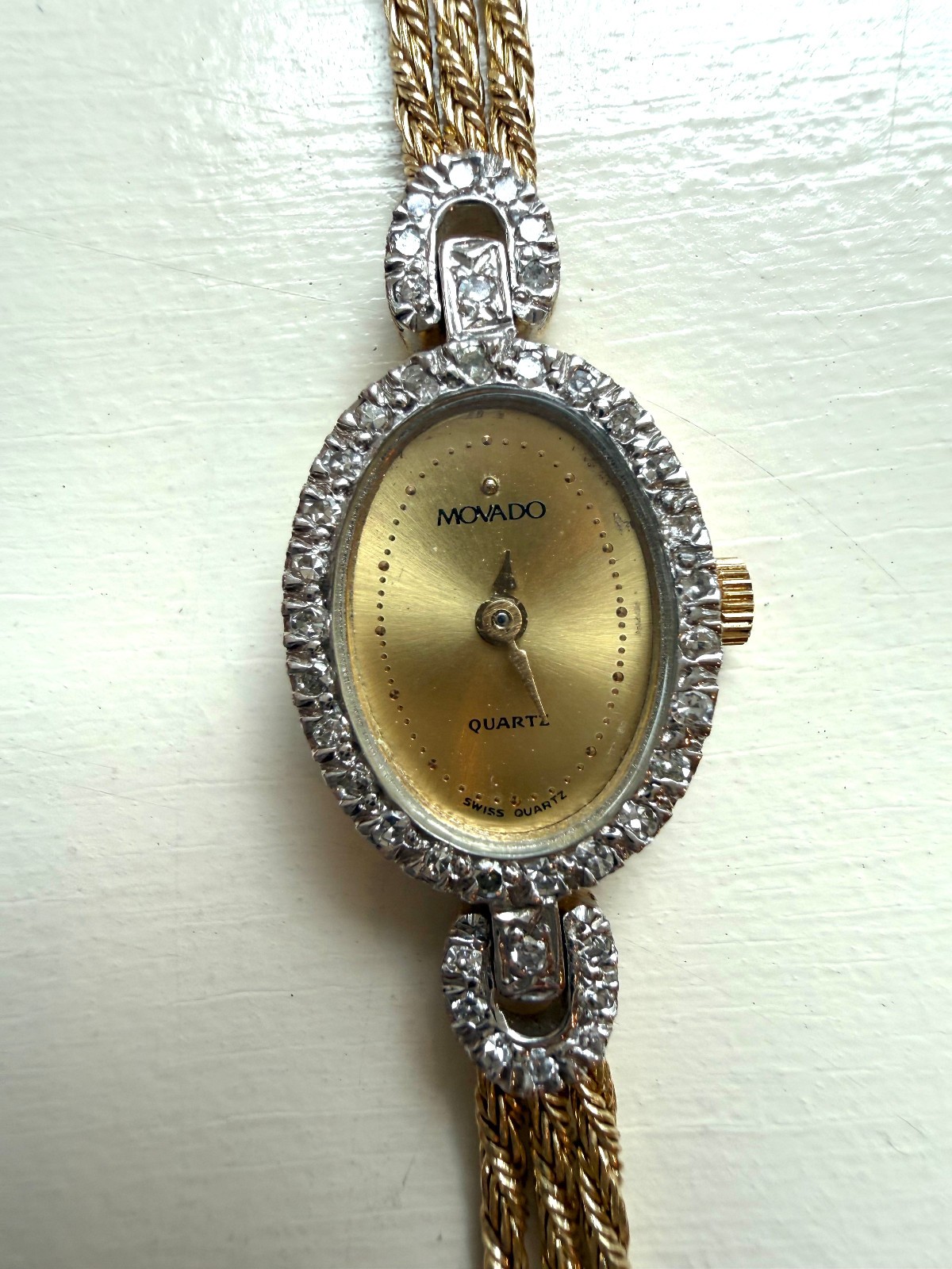 Vintage Movado 14K Gold & Diamond Swiss Quartz Ladies Bracelet Watch | Serviced