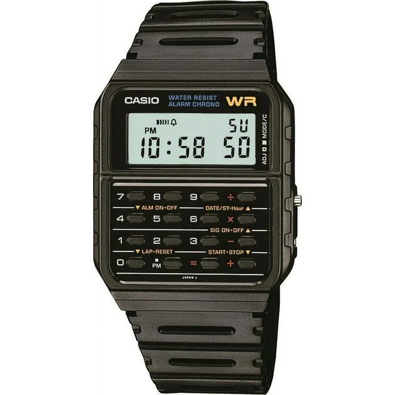 Casio CA53W-1, 8-Digit Calculator Watch, Resin Band, Day/Date, Alarm, Chrono,NEW