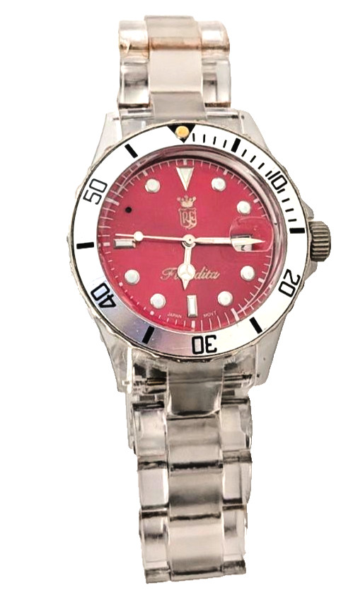 Transparent Polycarbonate Watch Floridita Red Dial Japan Movt Light