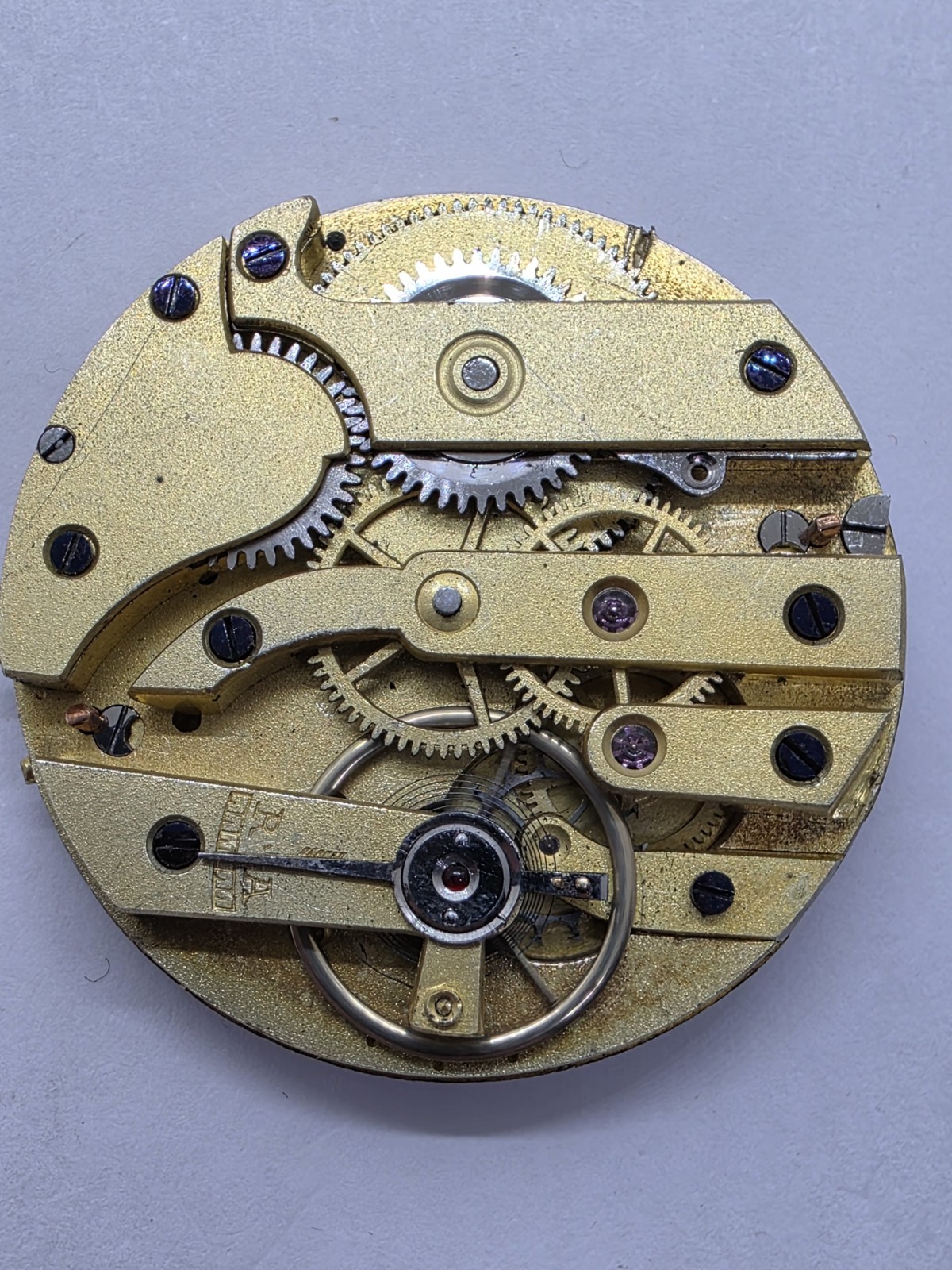 Vintage Pocket Watch Movement Cylinder Sub Second Hands Good Balance Main Spring