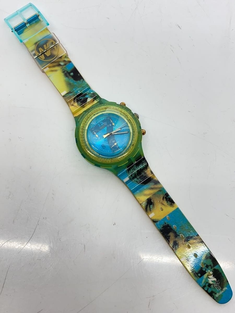 [A1R] Used Swatch Quartz Analog BLU Multi Color Atlanta 1996 Vintage [t8v]