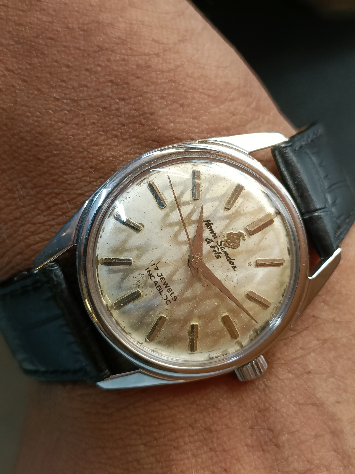 HENRI SANDOZ & FILS WINDING PATINA DIAL 1761Y-88 SWISS MEN’S WORKING CONDITION