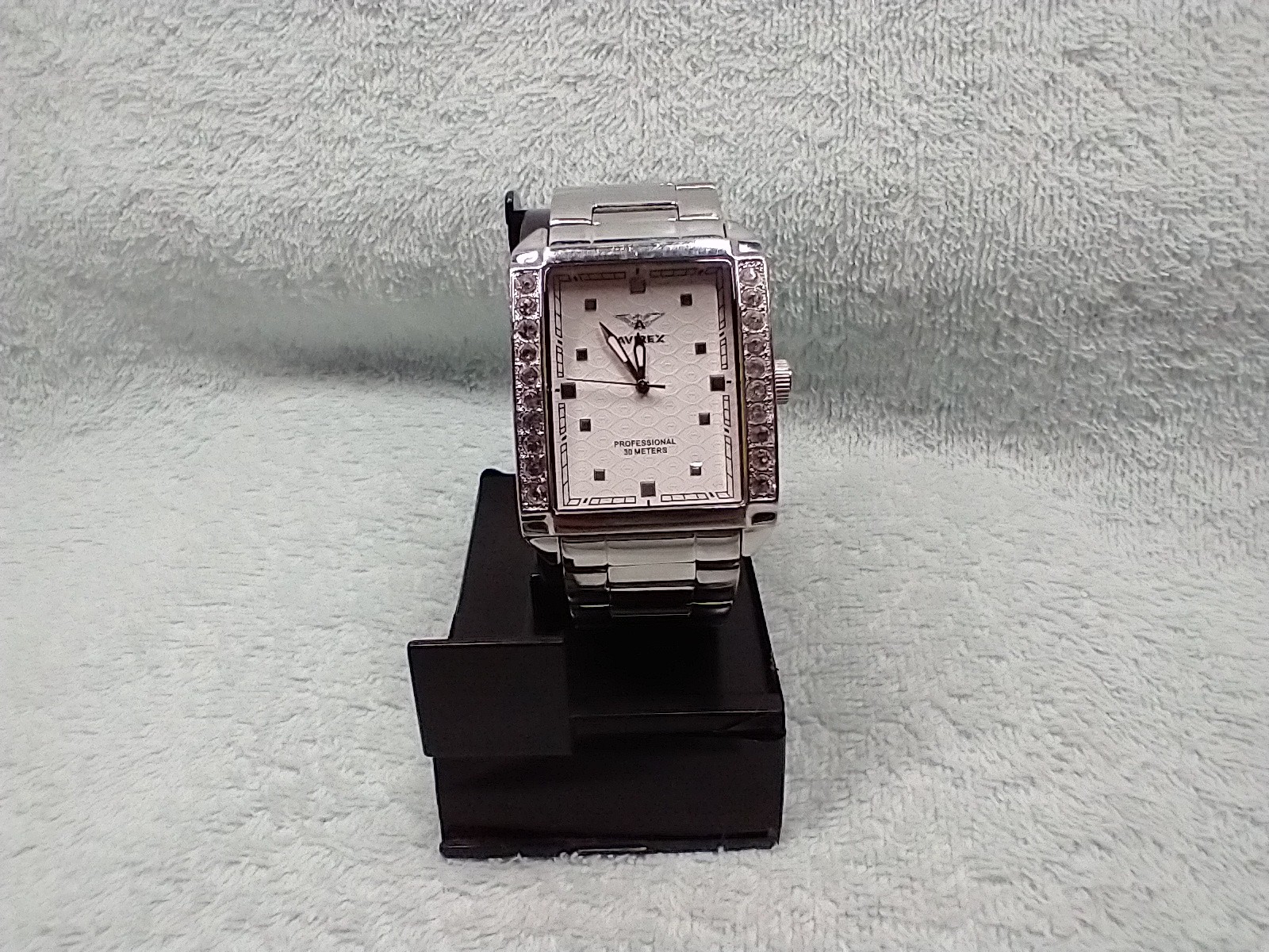 AVIREX VINTAGE RARE PROFESSIONAL 30m CURVED RECTANGULAR GEMMED BEZEL WATCH