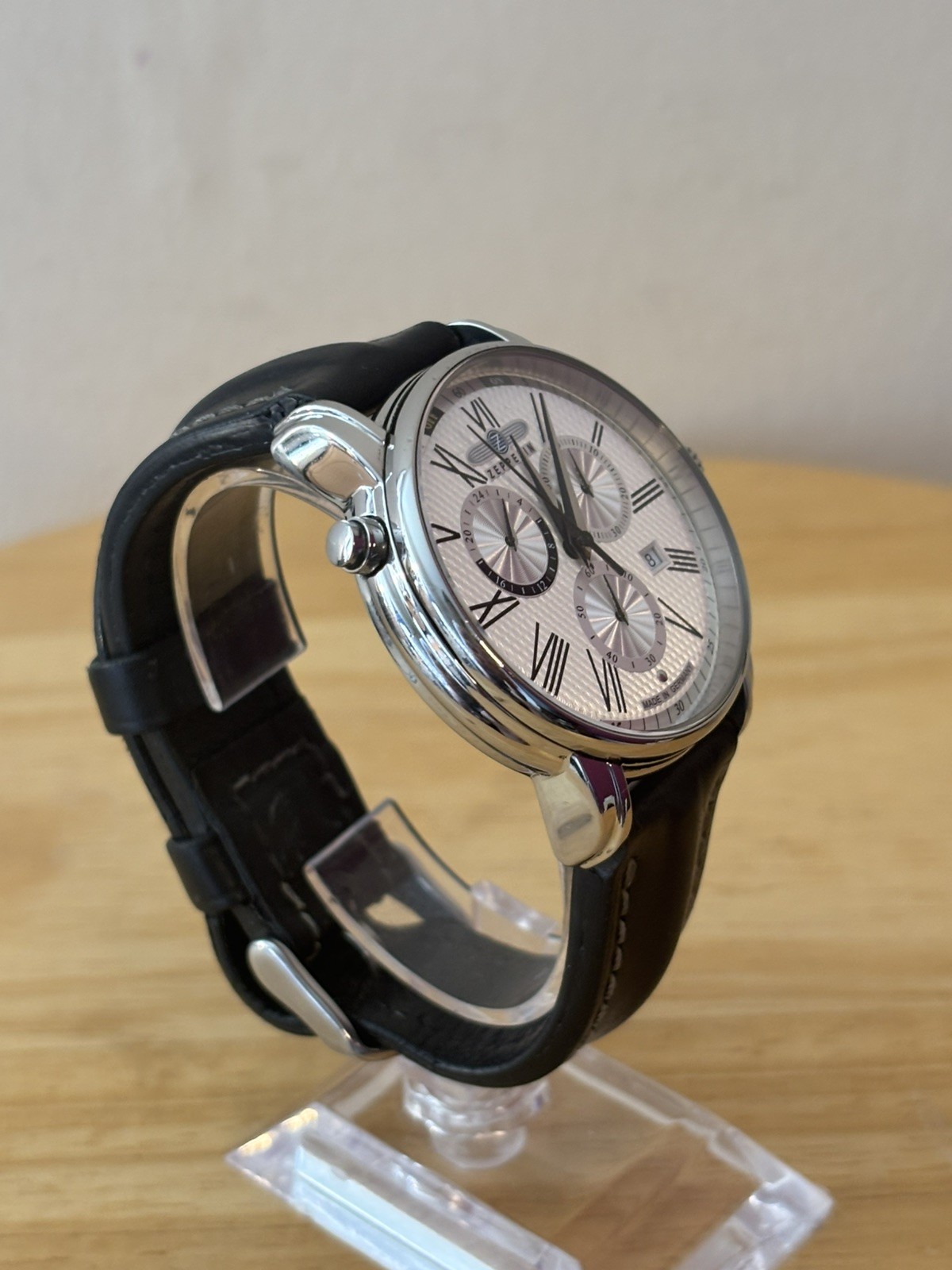 Zeppelin LZ127 Chronograph Alarm Watch White Dial – Polished Made In Germany