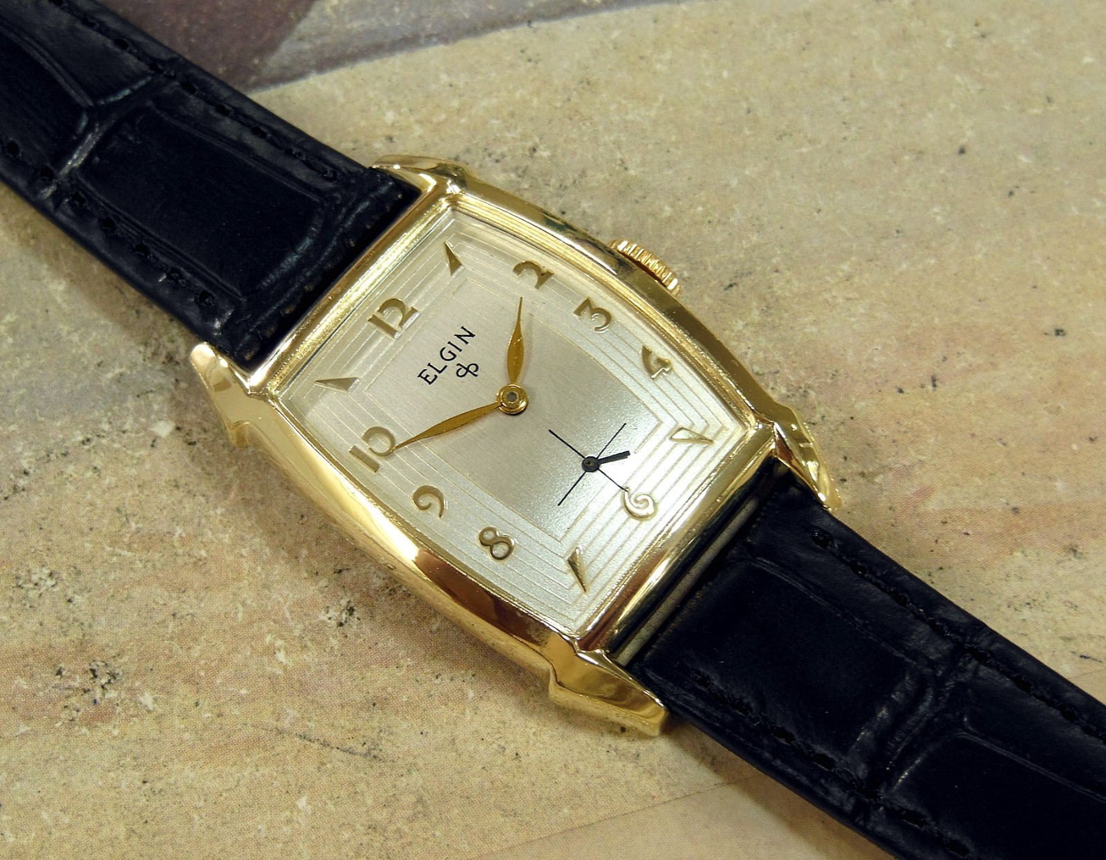 1950’s Vintage ELGIN Fancy Case, Stunning SILVER Dial, Serviced