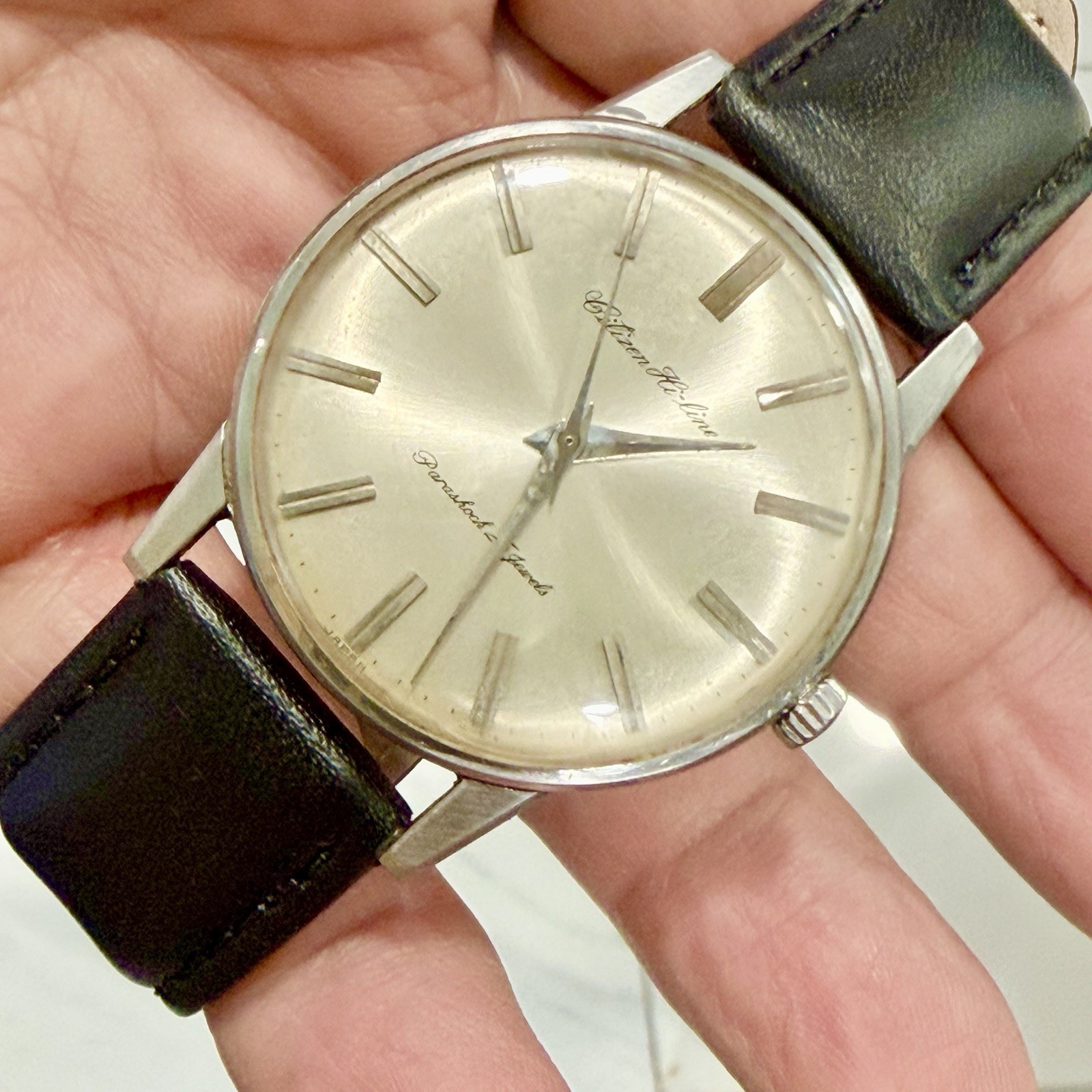 Vintage 1960s Citizen Hi Line Manual Winding Men’s 36mm Watch 25 Jewels RUNS!