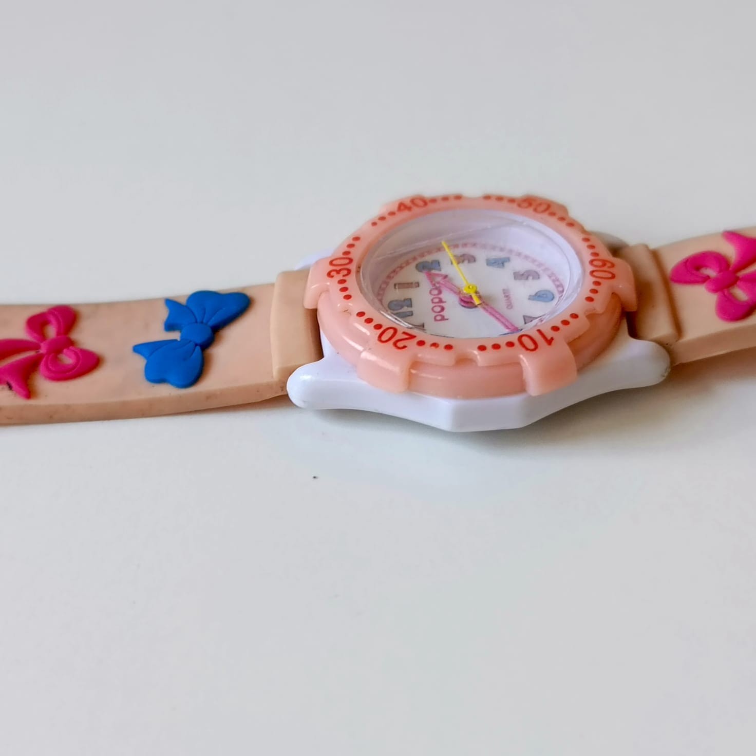 JAXIS Popo Kids Girls Watch Pink Silicone Strap Ribbon Bows Japan Movt TCL36