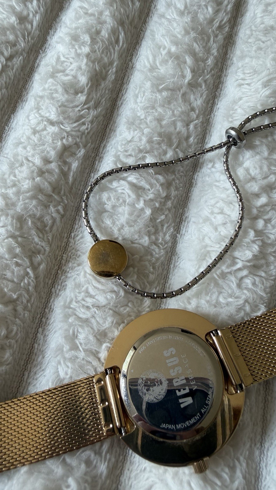 Versus Versace Women’s Gold Tone Mesh Bracelet Quartz Watch 33mm Silver Dial