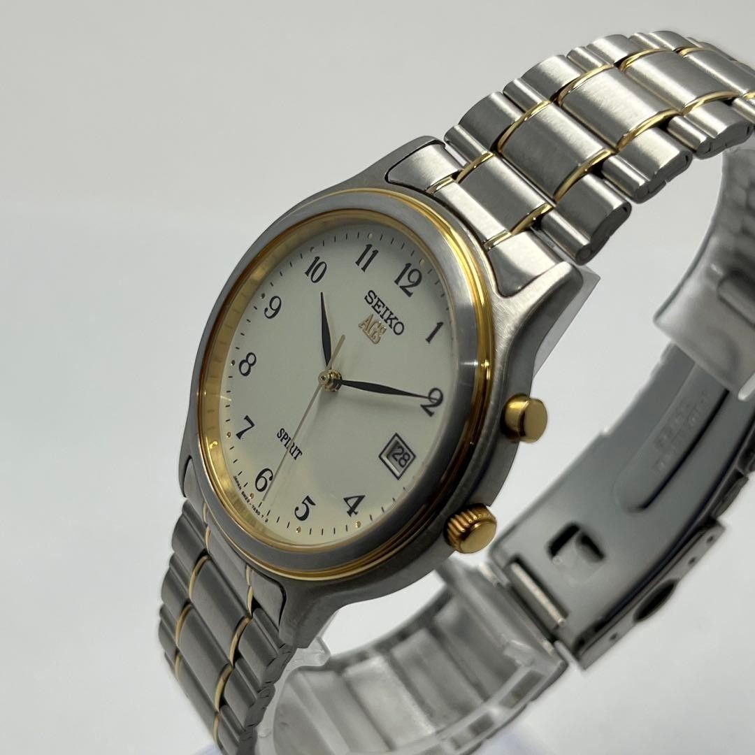 SEIKO AGS 5M22 7A40 Date White Dial Automatic Self Powered