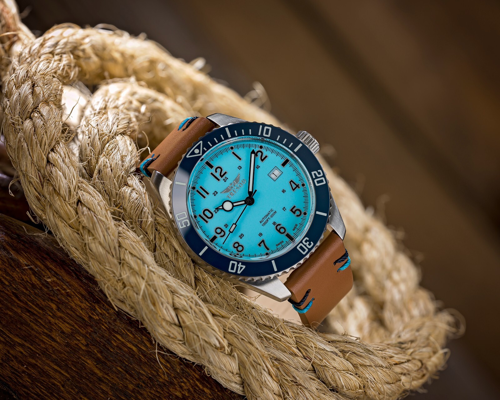 Tresod Ocean Master SWISS MADE SW200 Automatic Blue Dial Ceramic Bezel SS Watch