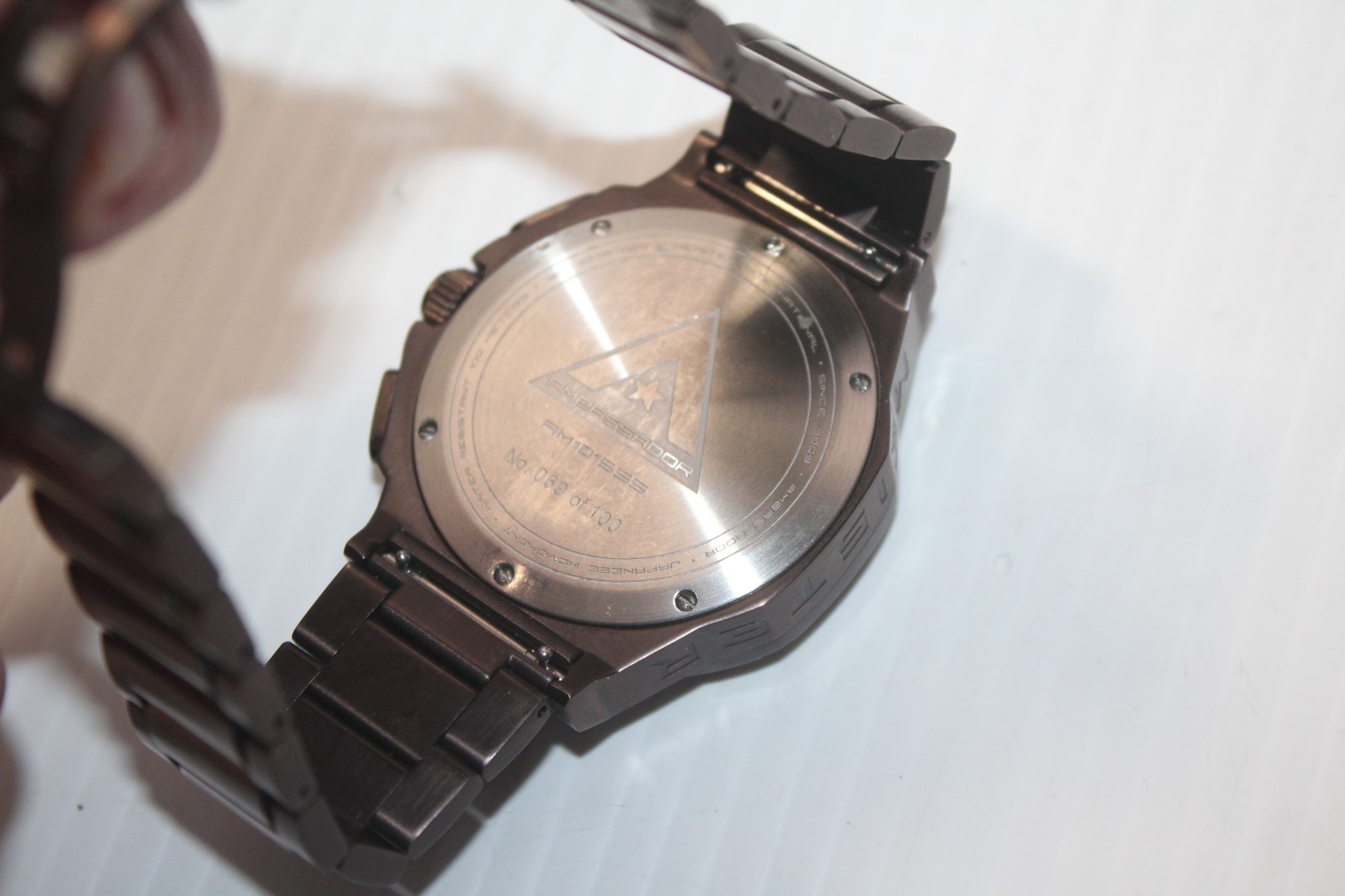 MSTR Meister Ambassador Wrist Watch AM1015SS Chocolate Brushed in Box Runs NICE