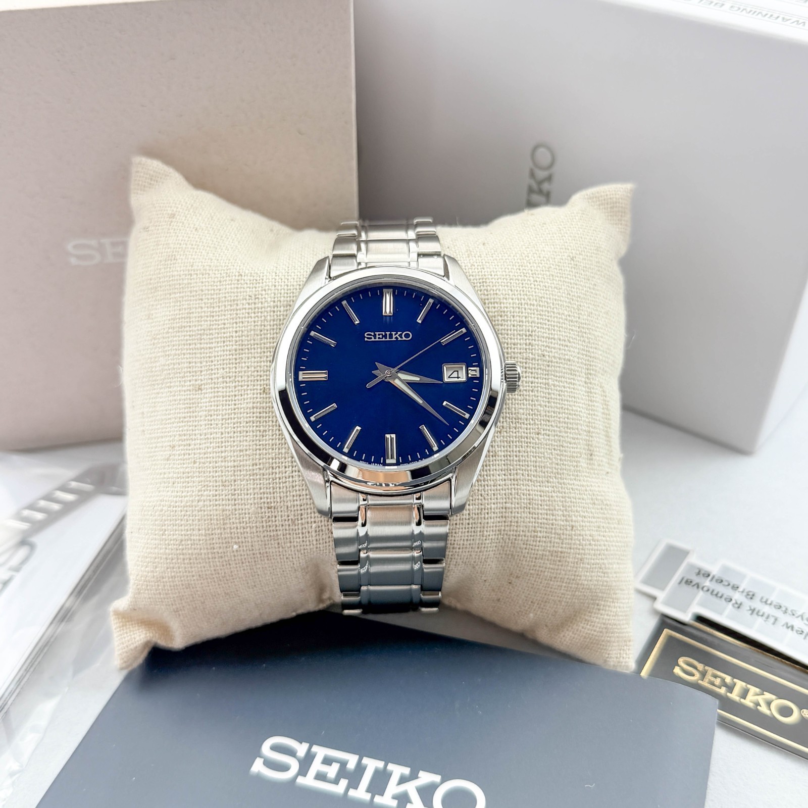 Seiko Essentials SUR309 Stainless Steel Men’s Quartz Watch w Blue Dial 40.2mm
