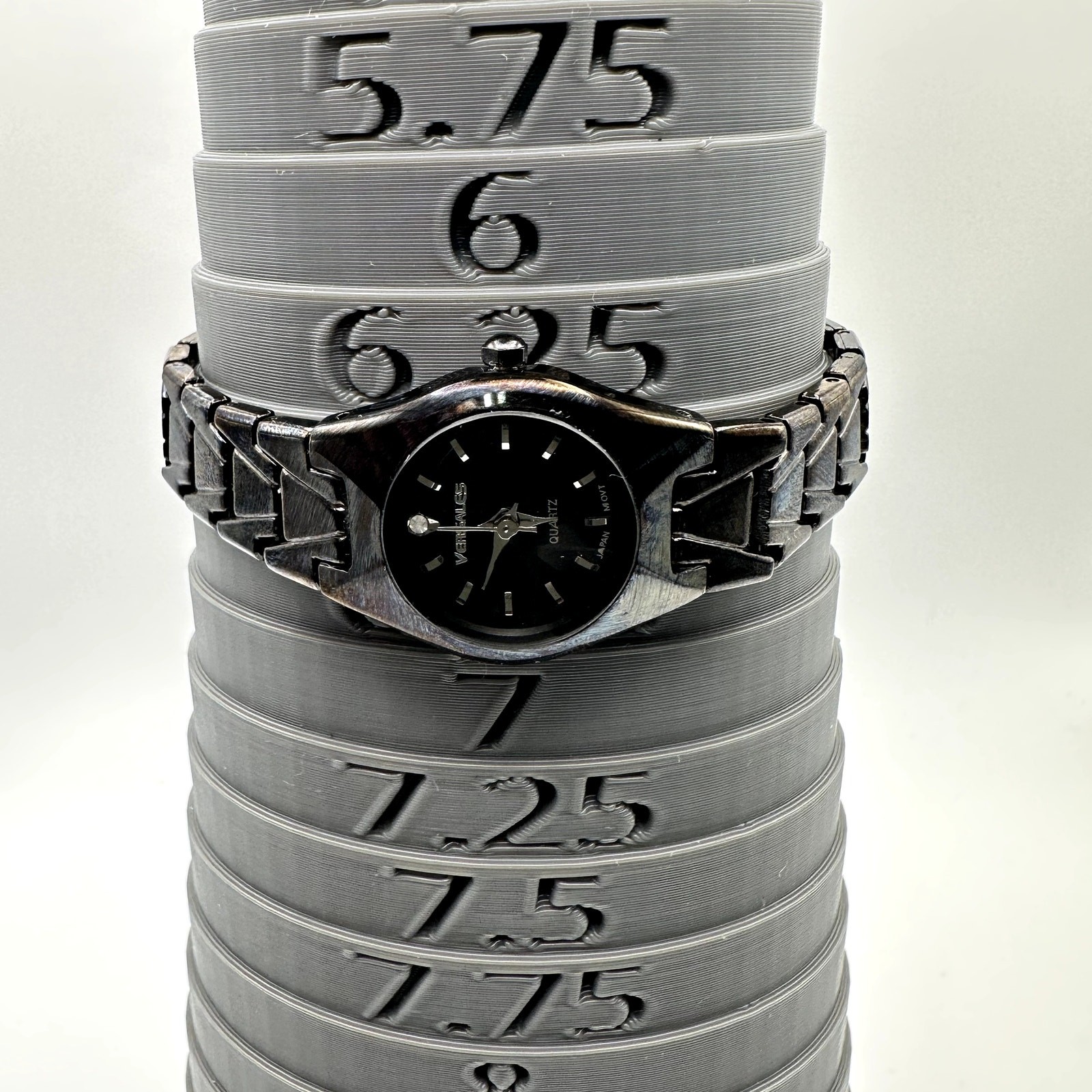 Versales Black Quartz Analog Watch with Geometric Metal Bracelet