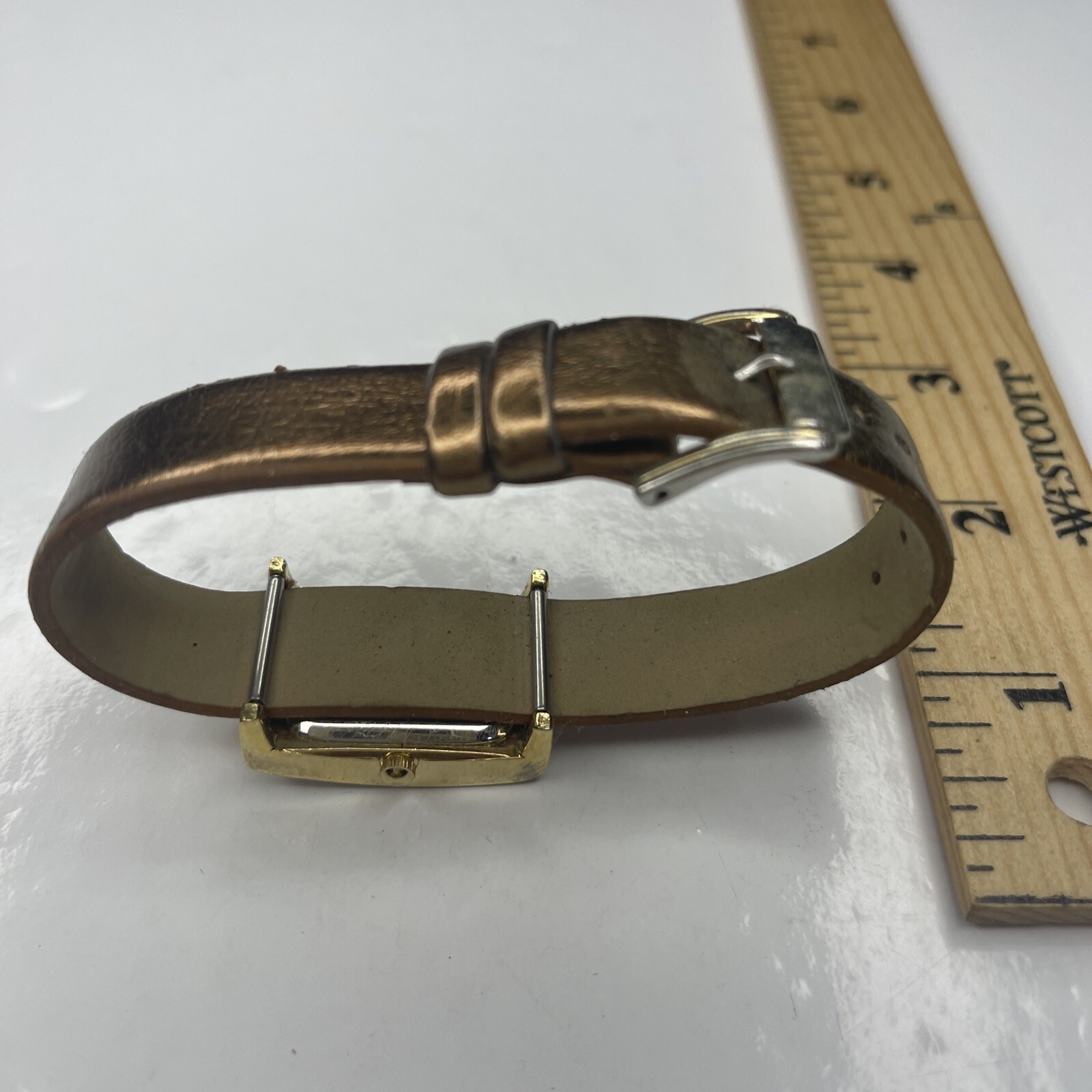 A Gossip Mother Pearl Gold Bronze Leather Vtg Retro Ladies Watch Untested