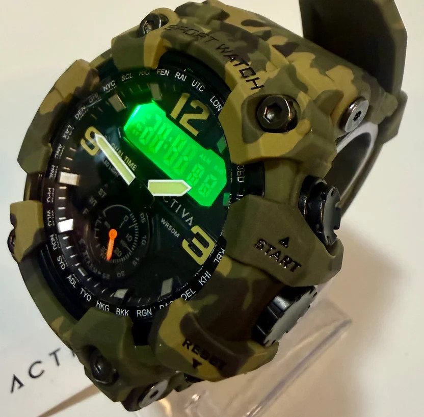 Activa X Invicta BlackOps ACW1637-004 Men 52mm Dual Time Camo Sport Watch