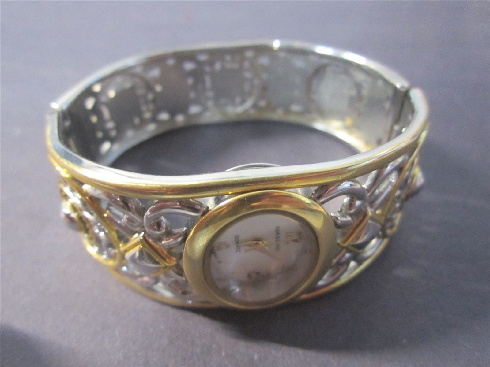 Vintage Massini Silver and Gold Tone Quartz Womens Bracelet Watch