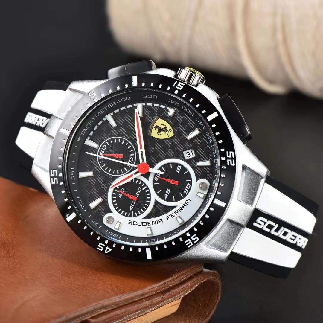 NEW Men’s formula 1 Scuderia Ferrari 42mm Luxury Chronograph Red Silicone Watch.