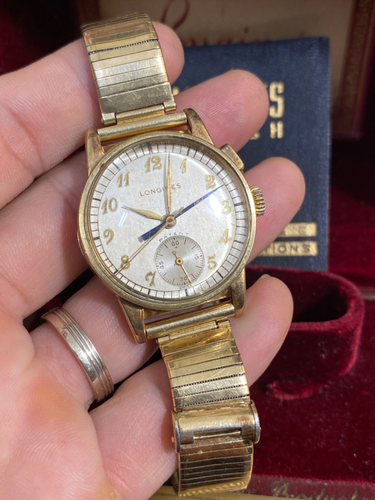 vintage Longines Chronograph Flyback 12.68Z Pilot Forstner Komfit Guards PLSREAD