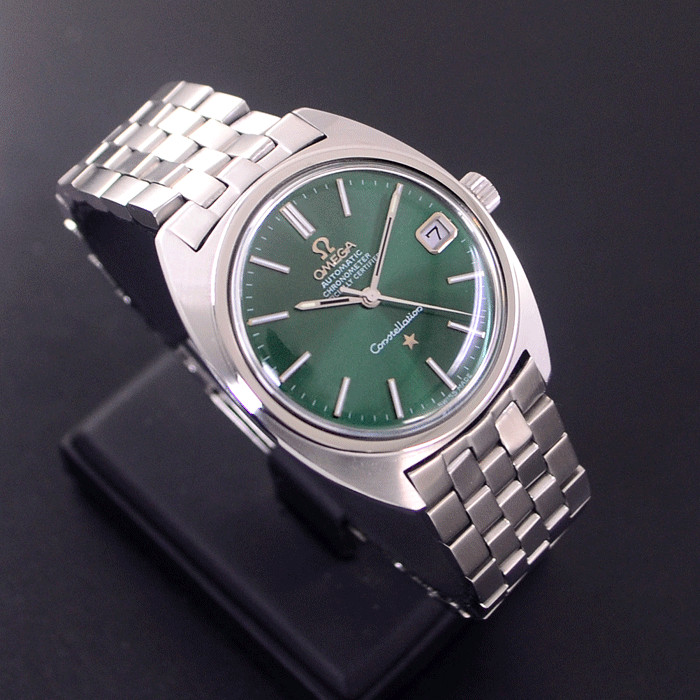 VINTAGE OMEGA CONSTELLATION CHRONOMETER AUTOMATIC EMERALD DIAL DATE MEN’S WATCH