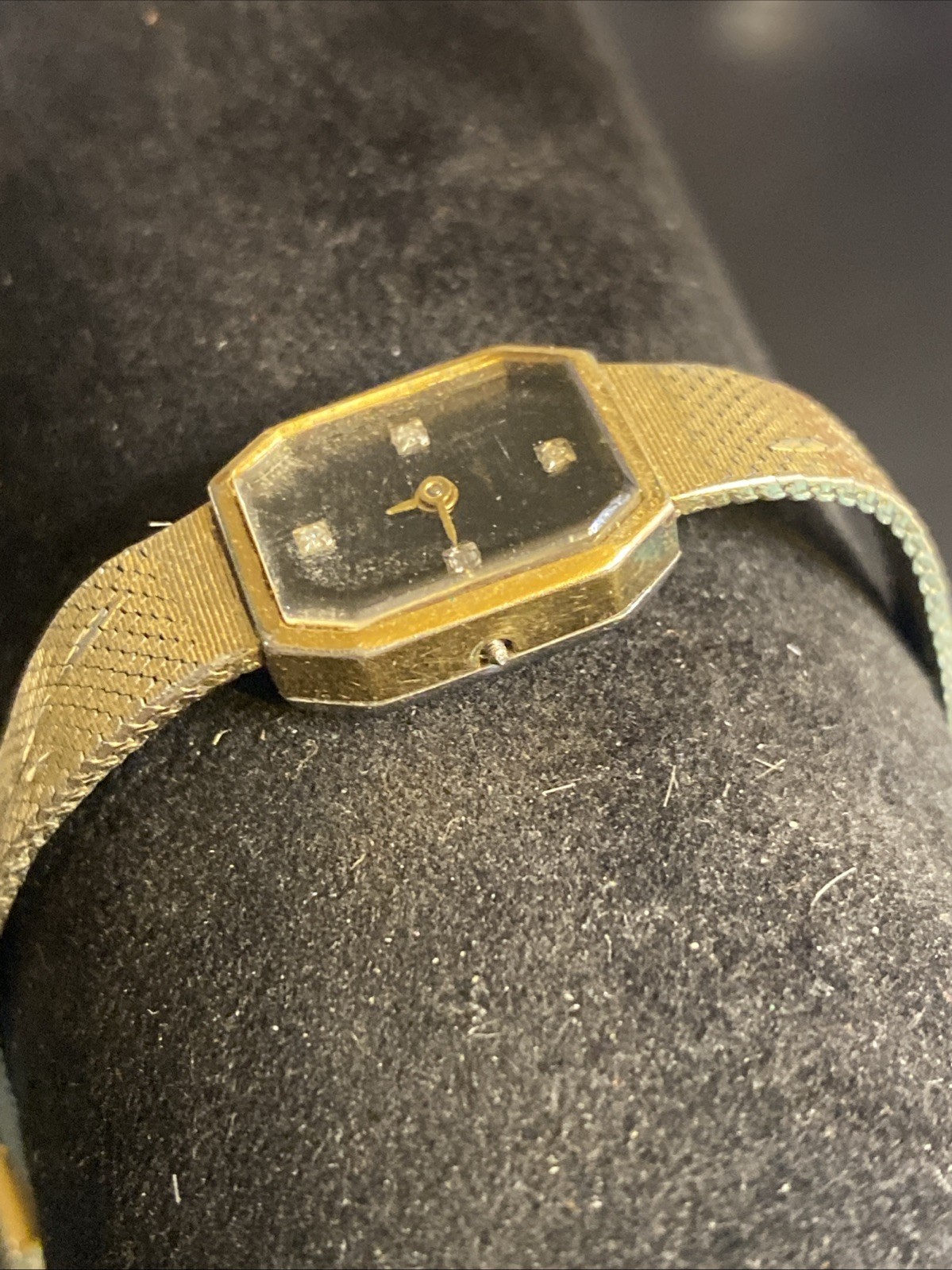 Jules Jurgensen Watch Women 14mm Black Dial Gold Tone Octagon (Parts Only)