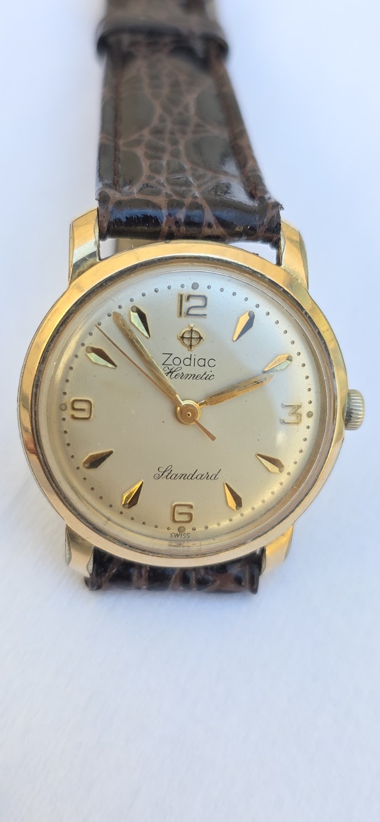 Vintage ZODIAC HERMETIC Standard Cal 60 Ref 764 Men’s 32mm Gold Plated Watch