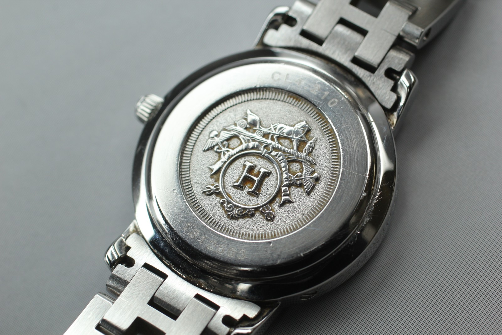 Vintage Hermes Clipper CL4.210 Black Dial Ladies Quartz 24mm Swiss Watch C.2000