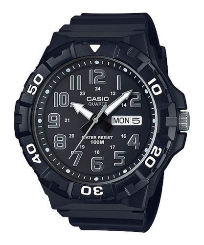 Casio MRW210H-1AV, Oversized Dial, Black Resin Band, Day/Date, 100 Meter WR