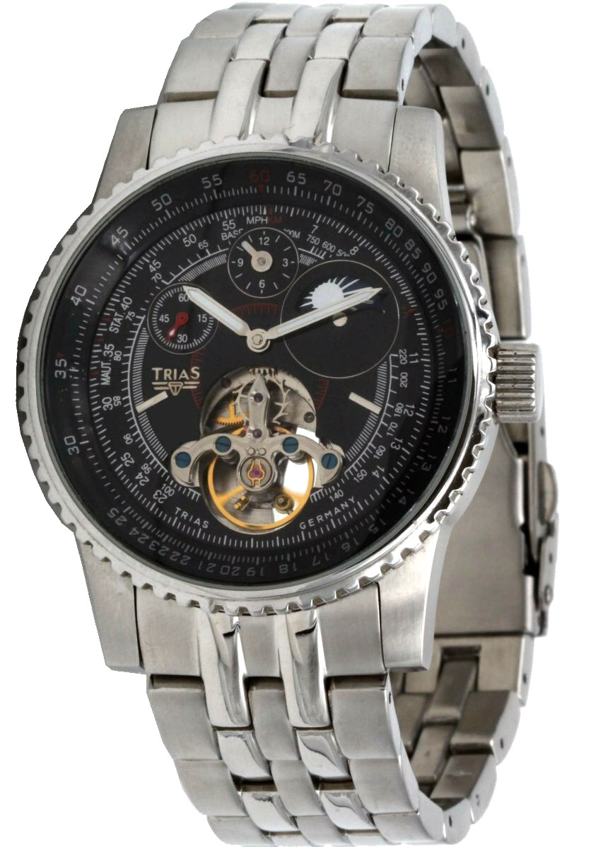 Trias Automatic Watch Aerostar Massive Stainless Steel Band Military Men’s Wrist